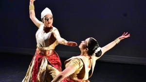 A delight each time on stage: Madhusmita Bora and Prerona Bhuyan of Sattriya Dance Company. (Photo by Tonmoy Bhagawati.)