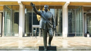 Back when bronze was here to stay: the statue of Frank Rizzo before its removal earlier this summer. (Photo by Caitlin Martin, courtesy of the Association for Public Art.)