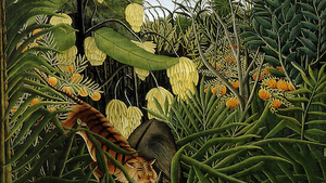 Henri Rousseau's 1908 'Fight Between a Tiger and a Buffalo.' (Image via Creative Commons/Wikimedia)