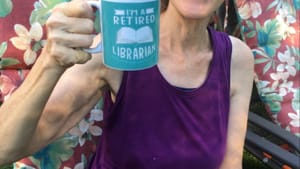 It’s not what she expected, but Roz is raising a mug to retirement. (Image courtesy of the author.)