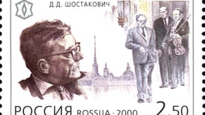 A Russian stamp honoring Shostakovich