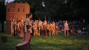 Charlotte Northeast's swaggering Coriolanus. (Photo by Kyle Cassidy.)