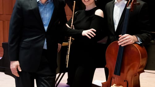 Pianist Charles Abramovic, flutist Mimi Stillman, and cellist Nathan Vickery will open the new Dolce Suono season. (Photo by Pete Checchia.)