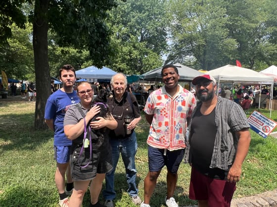 Flashback Friday to July for this BSR meetup at the famous Southeast Asian Market in FDR Park: (from left) writer Thomas Hagen, Alaina, our supervisor Ginny, Friend of BSR and former board member Neil Kleinman, associate editor Kyle, and Neil Bardhan. (Photo by Jimmy Chang.)
