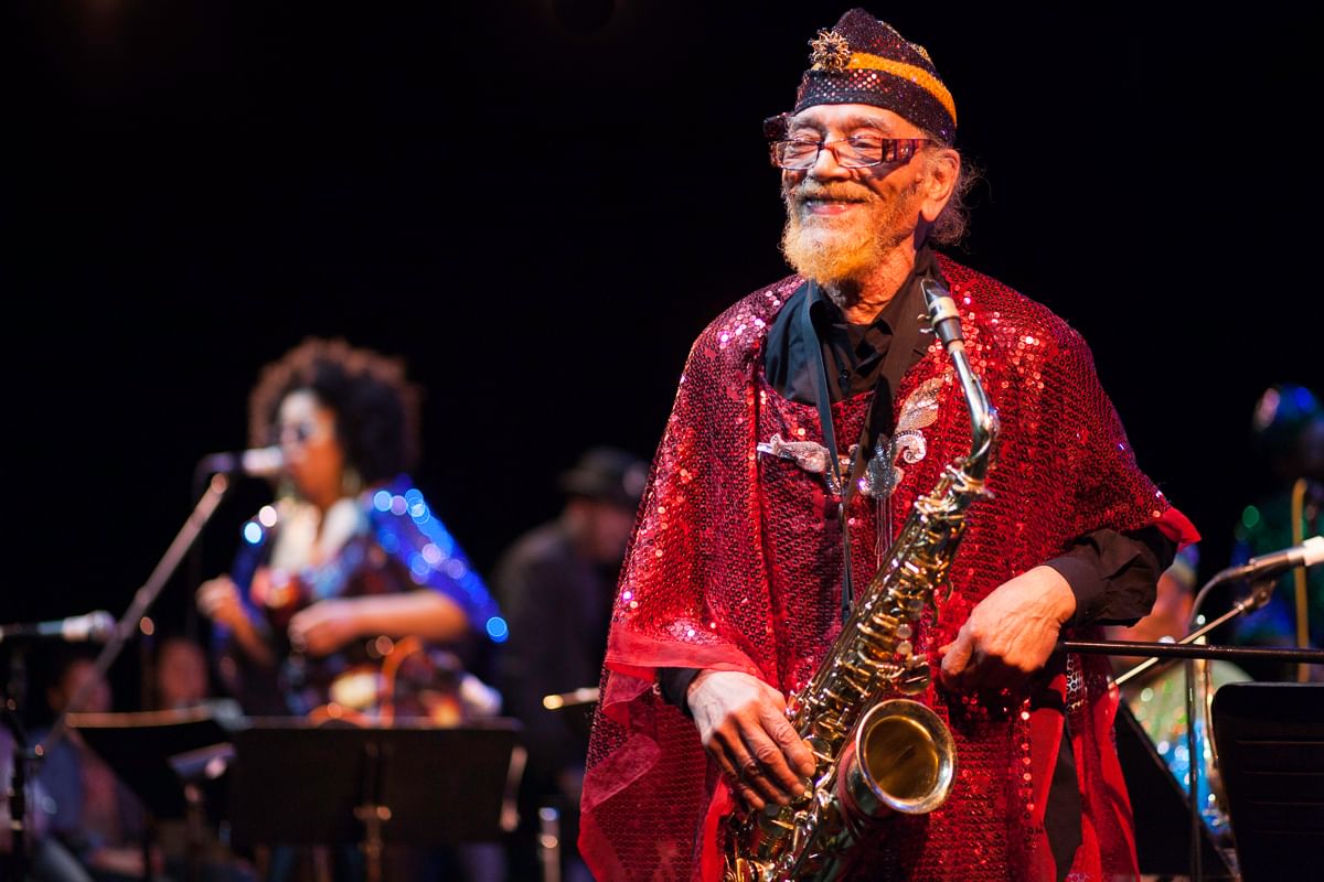 Sun Ra Arkestra bandleader and alto saxophonist Marshall Allen performs live. (Photo by Ryan Collerd/Ars Nova Workshop.)