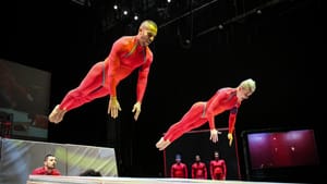 Two STREB "action heroes" mid-painful-looking belly flop. (Photo by Ralph Alswang.)