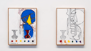 Two of Jasper Johns's 'Postcards.' (Photo courtesy of the Philadelphia Museum of Art)