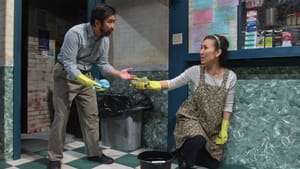 Fenton Li and Chuja Seo play a couple stuck in the center of a tug-of-war over gentrification. (Photo by Paola Nogueras.)