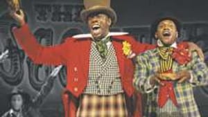 Colman Domingo (left), Forrest McClendon: Liberals lampooned, too. (Photo: Paul Kolnik.)