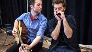 Peter Oyloe (left) plays Paul Clayton, while Jared Weiss is Bob Dylan in "Search: Paul Clayton." (photo by Julia Cumes)