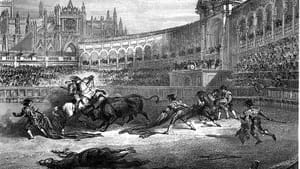 Bullfight in Seville, c. 1850: Consider the alternatives. (Image: Wikimedia Commons.)