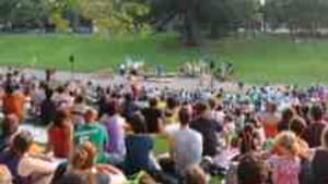 Clark Park's natural Greek theater: The audience got involved.