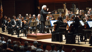 Rattle hardly seemed rattled by the orchestra's strike. (Photo courtesy of the Philadelphia Orchestra)