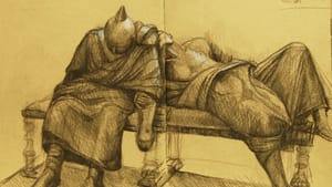The author's sketch of the D'Orsi sculpture.