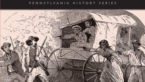 A historic illustration that appears to show Black people in a covered wagon aiming pistols at white men with rifles.