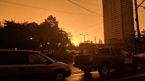 Are we watching humanity’s own sunset? An ominous South Philly sky after a late spring thunderstorm. (Photo by Kyle V. Hiller.)