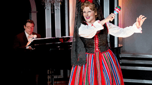 Jonas Cohen and Rebecca Robbins as Cosmé and Madame Flo. (Photo by Mark Garvin.)