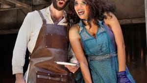 Vartan Gabrielian's Sweeney and Amanda Lynn Bottoms's Mrs. Lovett might lack chemistry, but Bottoms has a lock on Sondheim's style. (Photo by Ken Howard.)