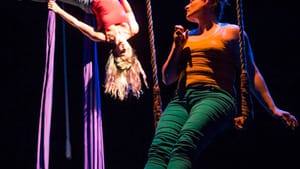 This year, trapezes and silks take us into the forest with Tangle Movement Arts. (Photo courtesy of FringeArts.)