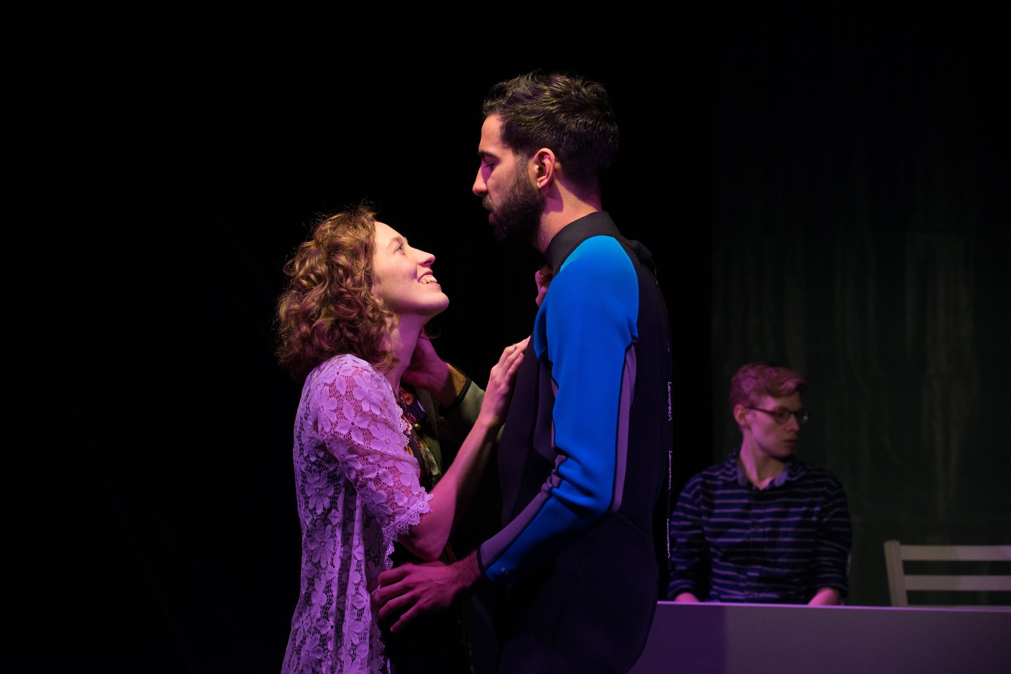 Maggie Johnson's Lee observes as Alice Yorke's Nicole and Jaime Maseda's Rod share a moment. (Photo by Johanna Austin/Austinart.org.)