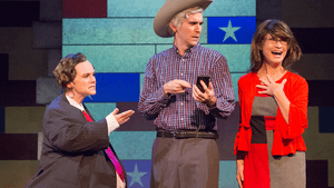 A rogues' gallery, L to R: Jennifer Childs's Chris Christie, Sean Close's W, and Susan Riley Stevens's Sarah Palin. (Photo by Mark Garvin.)