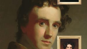 Book cover: Title at top in white, over self-portrait of Sully holding a paintbrush, and three smaller framed portraits inset