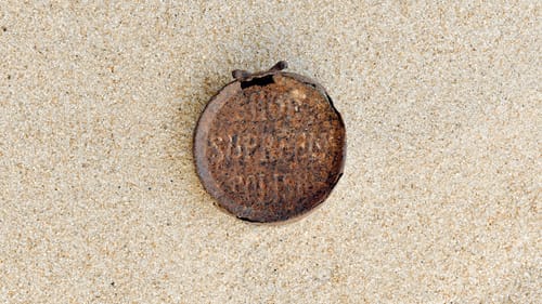 “015 Shoe Polish” shows one of 12 found objects bleached and worn by the elements over 70 years. (Photo by Matthew Arnold, courtesy of Gravy Studio + Gallery.)