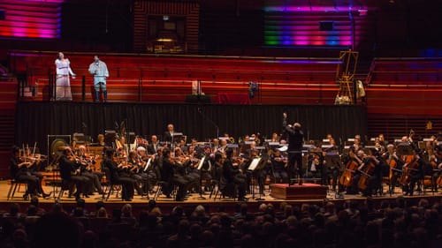 Not even Rowley and Eyvazov's voices can fill Verizon Hall's view of mostly empty seats. (Photo by Jessica Griffin/Philadelphia Orchestra.)