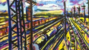 "Train Yard in Violet" by Marta Sanchez. Image courtesy of the artist.