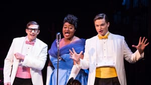 L to R: Colin Aikins, Tiffany Townsend, and Dennis Chmelensky. The trio look the part but can't escape their operatic training. (Photo by William M. Brown.)