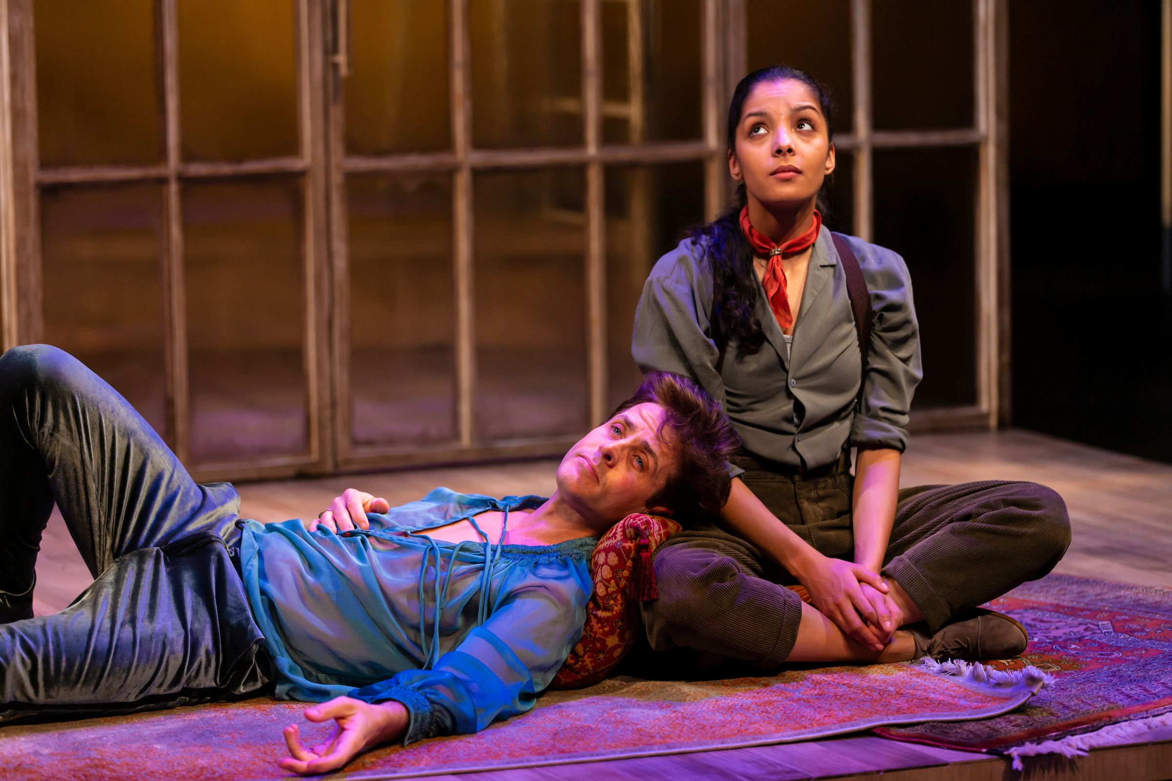 What music does he want? Joey McIntyre as Orsino and Hannah Rose Caton as Viola in Two River's ‘Twelfth Night.’ (Photo by T. Charles Erickson.)