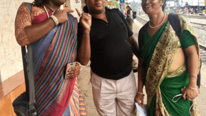 Sintu, Nitai, and Dr. Soma Roy during the documentary's filming. (Photo courtesy of University of Pennsylvania South Asian Center.)