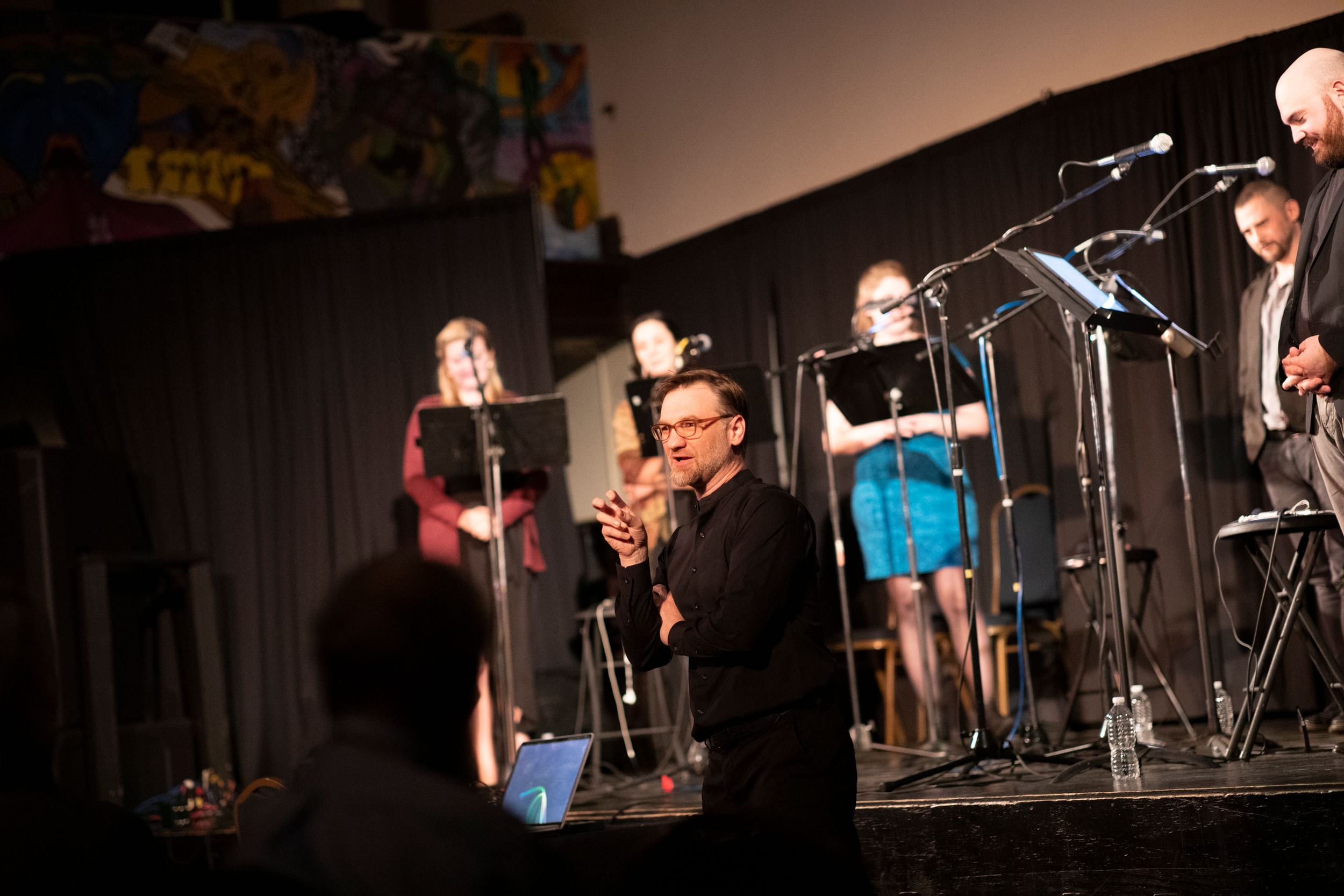 Composer Gregory J. Brown with the Variant 6 ensemble for the world premiere of his ‘Fall and Decline.’ (Photo by Ryan Collerd.)