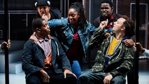 The Family Stand, from top left: John Henry (bass-baritone Aubrey Allicock), Un/Sung (spoken-word artist
 Lauren Whitehead), John Blue (countertenor John Holiday), John Little (tenor Daniel Shirley) and John
 Mack (baritone Adam Richardson). (Photo by Dave DiRentis.)