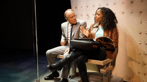 Ray (Greg Wood) and Shatique (Danielle Leneé) on the bus. (Photo by Michael Goldstein)