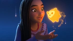 A young girl, brown skin with braids, smiles as a star-like character hovers over her palms. Animation film screenshot