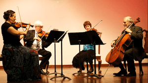 The Wister Quartet plays at the Waverly Heights retirement community. (Photo by Robert Schaeffer)