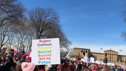 Riding the Broad Street Line to the 2018 Women's March. (Photo by Alaina Johns.)