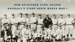 Book cover: Title in red superimposed on a vintage black & white photo of a baseball team below industrial smokestacks.