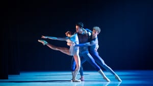 Flowing like water: Oksana Maslova, Sterling Baca, and Jack Thomas in Garrett Smith’s ‘Reverberance.’ (Photo by Alexander Iziliaev.)