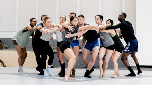 The ensemble for Wubkje Kuindersma’s ‘Yonder’ rehearses. (Photo by Vikki Sloviter.)