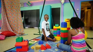 An NTE artist helped to revamp a special-needs classroom at Martha Washington School. Photo by Albert Yee.