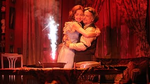 Act two fireworks: Rose Byrne and Mark Linn-Baker in “You Can't Take It With You.” (Photo by Joan Marcus; © Broadway.com)