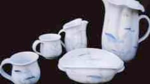 Even her trays and teacups are distinctive.