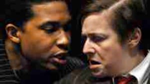 Monterbrand (right) with Cameron Knight: How to act like a dictator. (Photo: N. Howatt.)