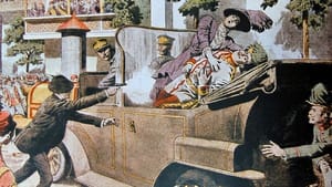 The shot that decided a game of Russian roulette. ((Illustration from the French newspaper “Le Petit Journal” on July 12, 1914)