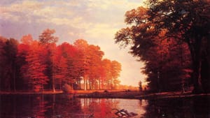 More personal than his Yosemite paintings: 'Autumn Woods' by Albert Bierstadt.