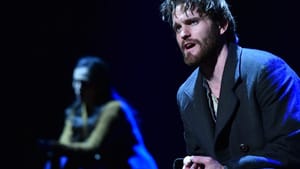 Inman (Ott) sings of his journey back to Ada (Leonard, in background). (Photo courtesy Opera Philadelphia)