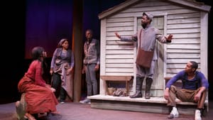 Jenny Jules, Tonye Patano, Julian Rozzell Jr., Sterling K. Brown, and Jeremie Harris in "Father Comes Home from the Wars." (Photo by Joan Marcus)