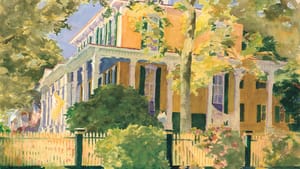 “Golden Morning” (1999) is one of several renderings Alice Steer Wilson made of the Mainstay Inn. (Image via southboundpress.com)